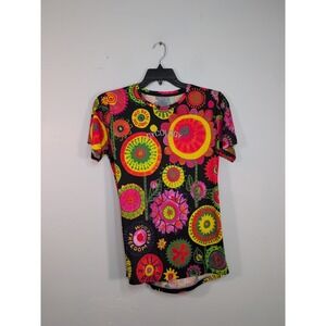 Cycology Cycling Women's Boho Short Sleeve Bike Top XL Multicolor Flowers